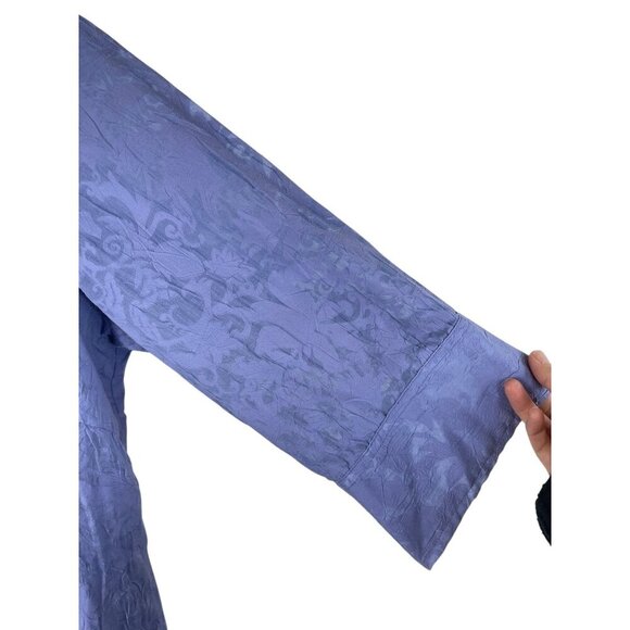 Soft Surroundings Long Tunic Button Front Floral Embossed Blue - Picture 5 of 11